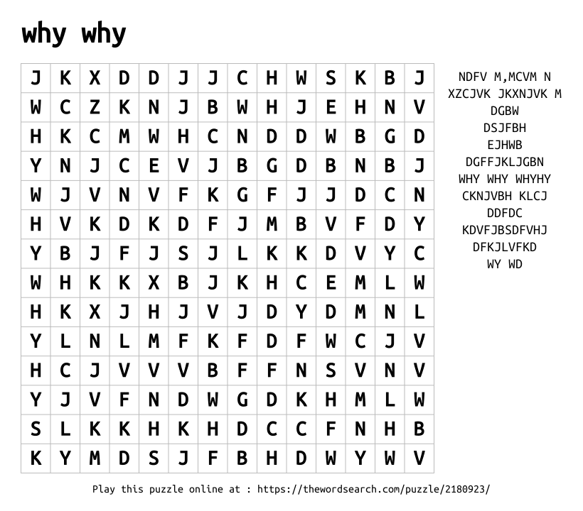 Word Search on why why