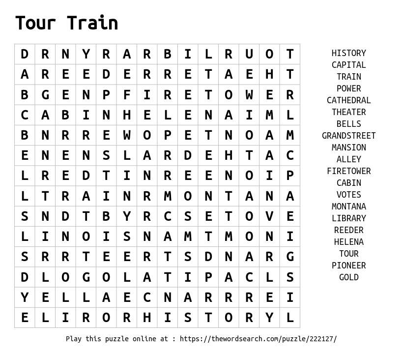 download word search on tour train