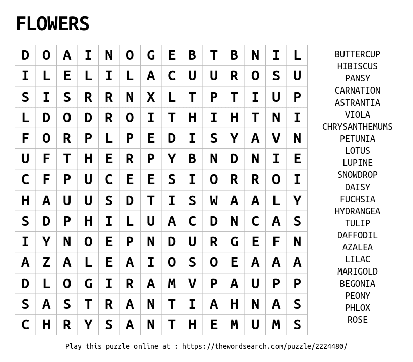 Flower Word Search Flower Word Search Adrian Ali