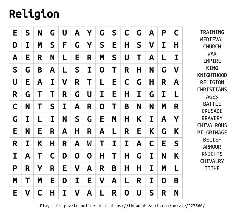 Download Word Search On Religion