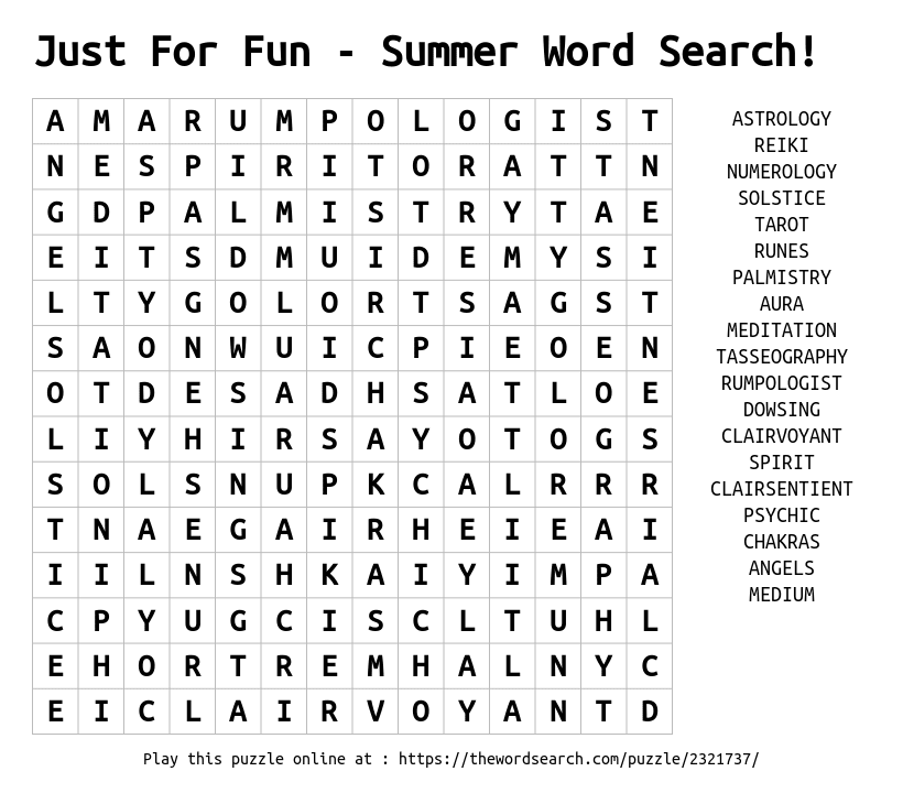 Download Word Search On Just For Fun Summer Word Search 