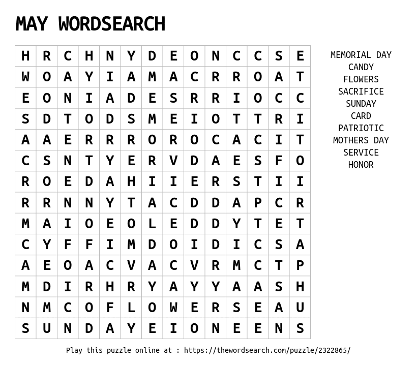 download word search on may wordsearch