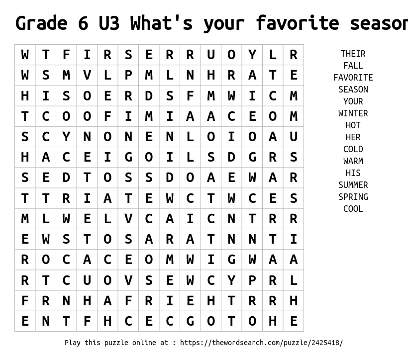 download word search on grade 6 u3 what s your favorite season