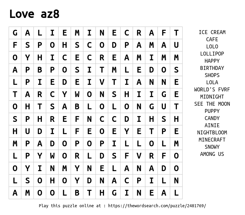 download word search on love az8