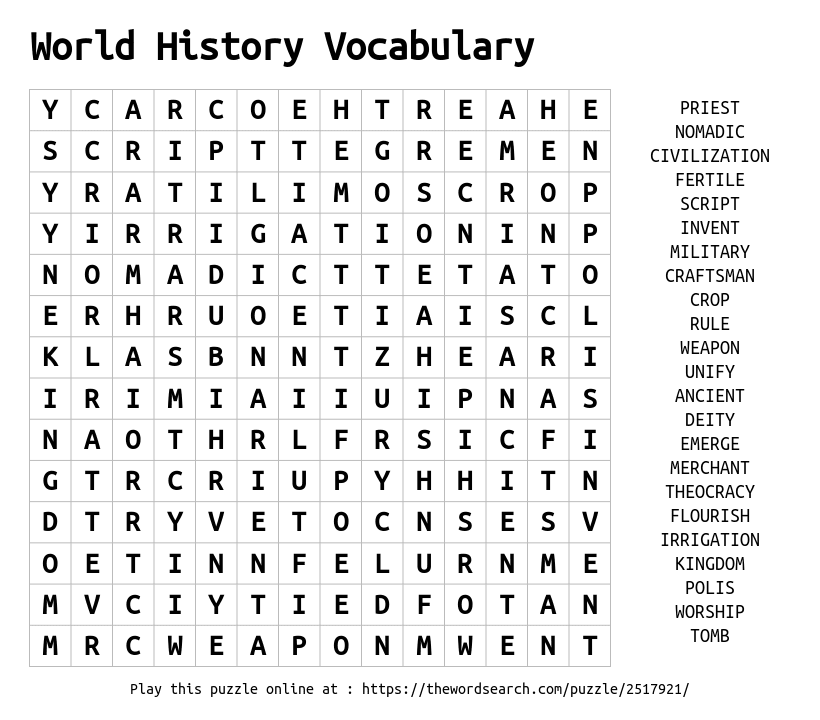 Download Word Search On History Wordsearch History Word Search Terrance Holloway