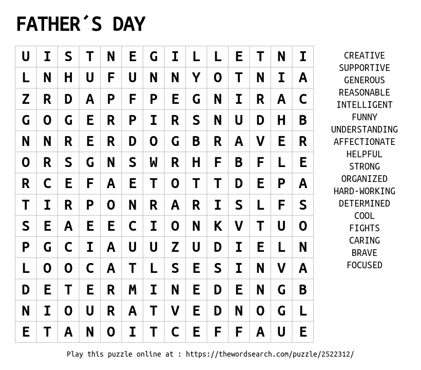 Father S Day Word Search Free Printable For Kids Fun Free Printable 