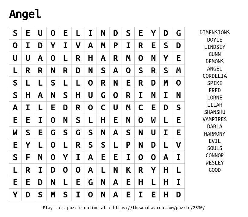 Word Search on Angel