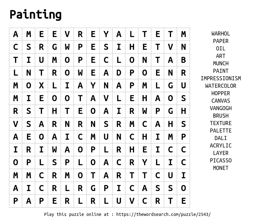 Download Word Search On Painting