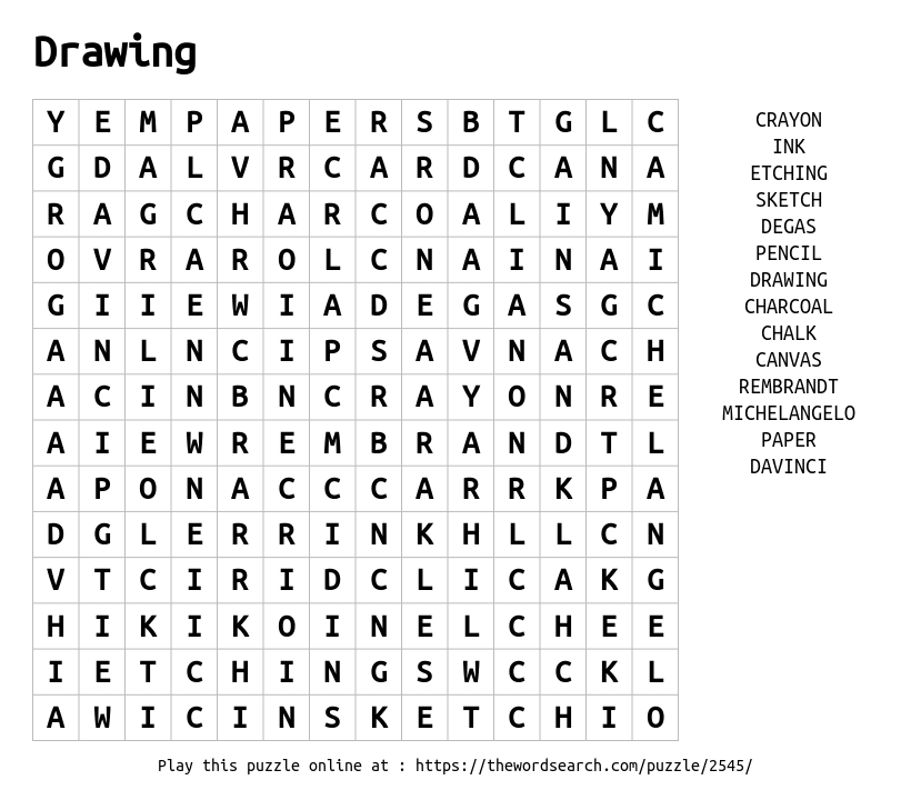 Word Search on Drawing