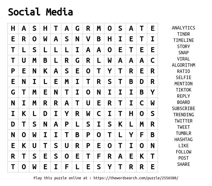 social media word search