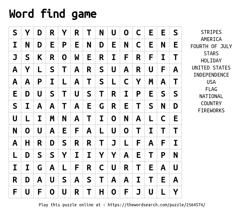 Word Search Game: Online Word Finder