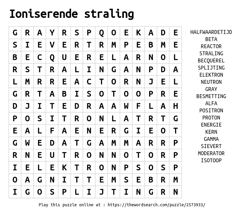 Word Search on Ioniserende straling