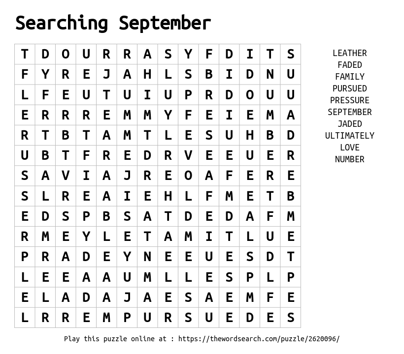 Download Word Search On Searching September