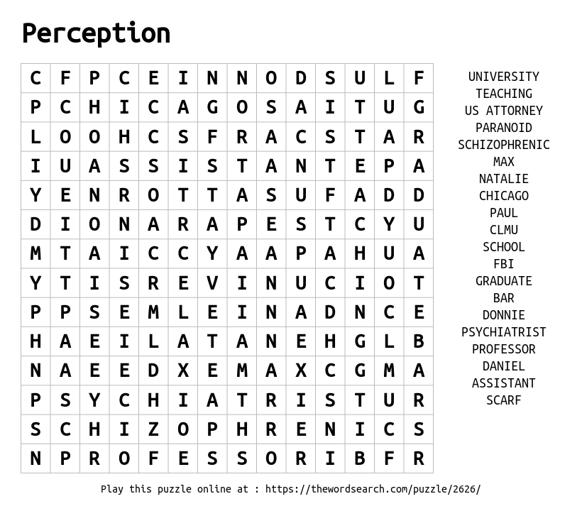 Word Search on Perception