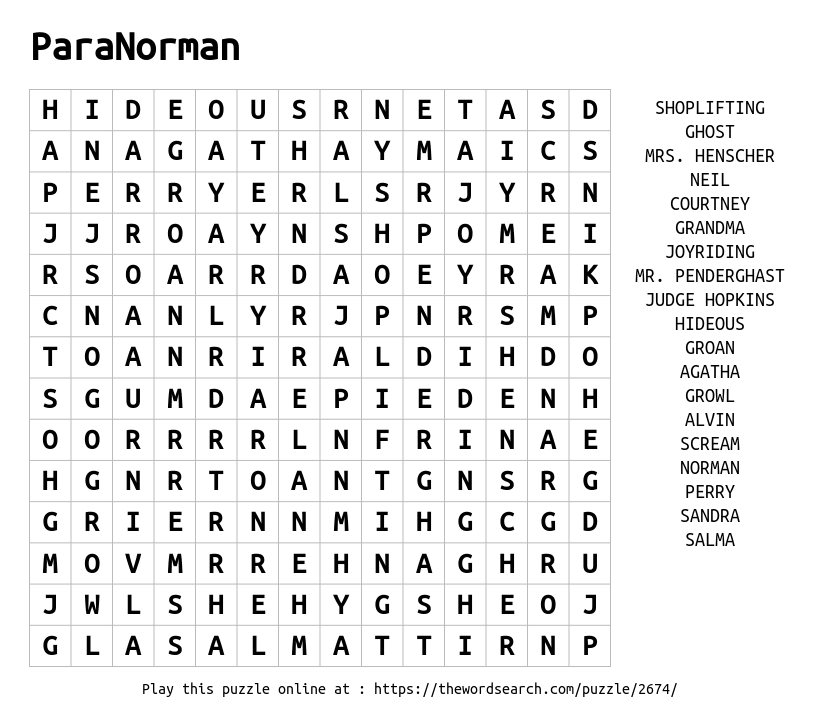 Word Search on ParaNorman