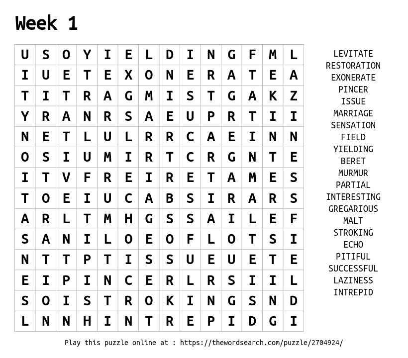 Download Word Search on Week 1