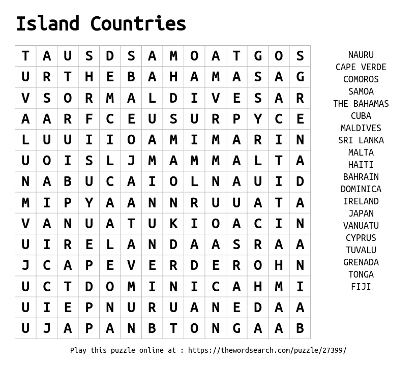 word search countries