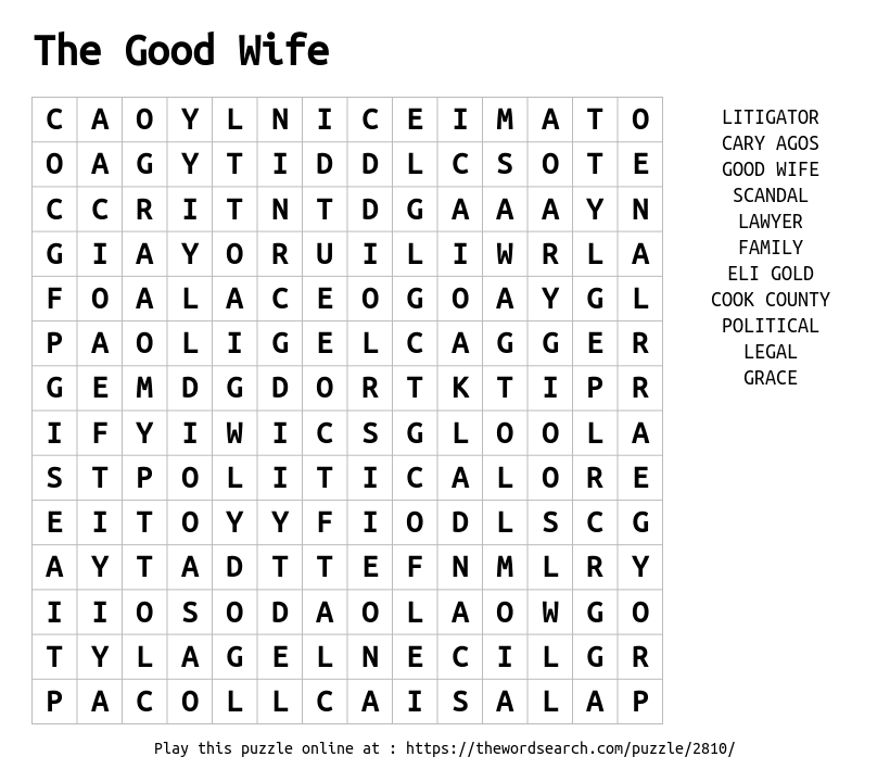 Word Search on The Good Wife