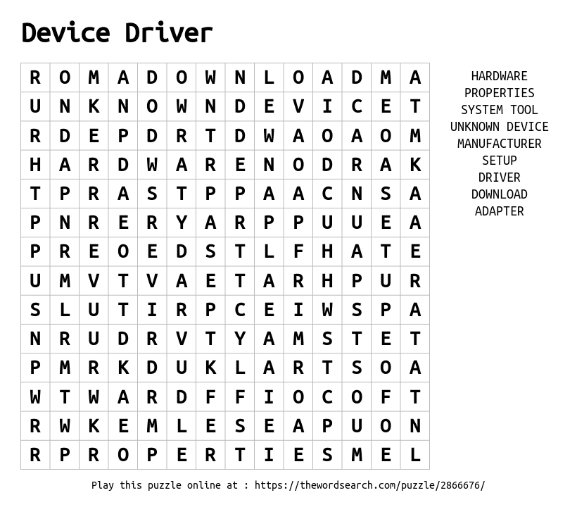 device-driver-word-search