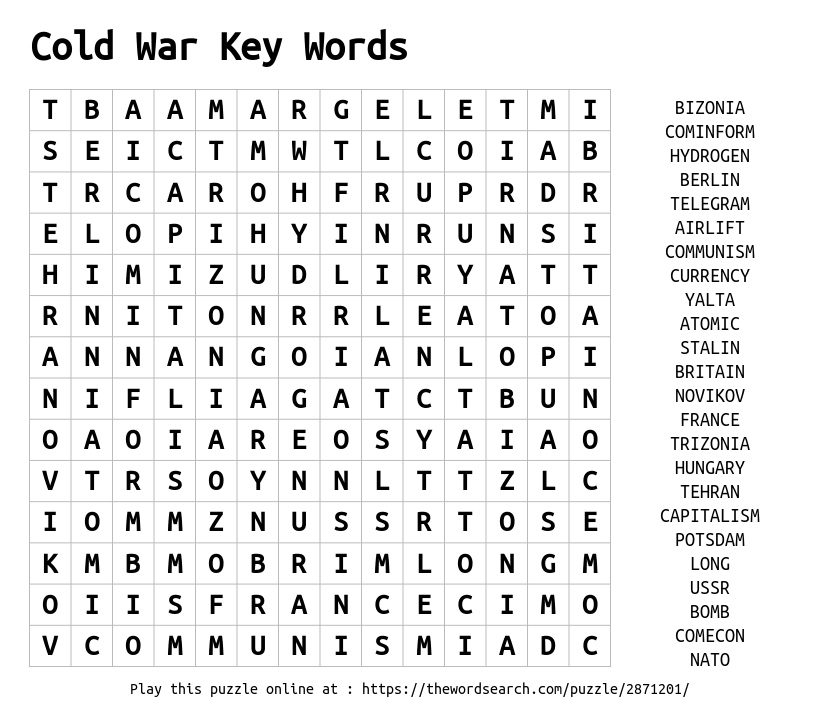 Download Word Search On Cold War Key Words