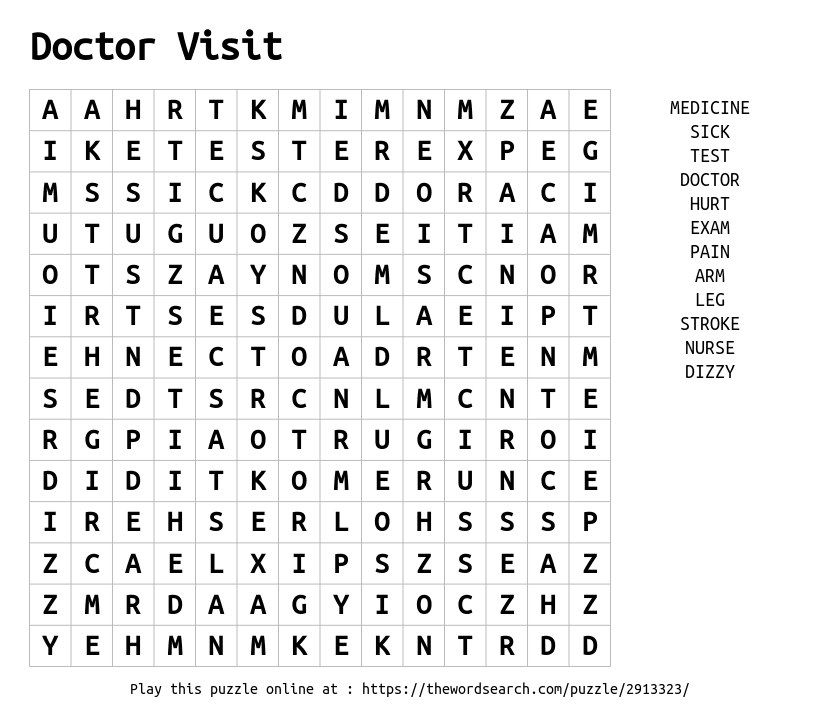 Download Word Search On Doctor Visit