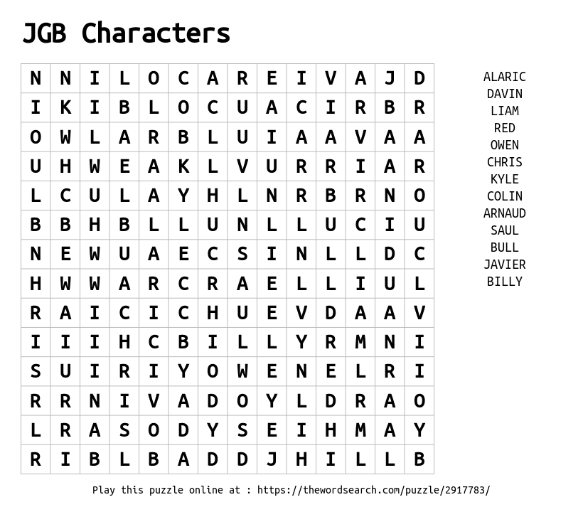 Word Search on JGB Characters