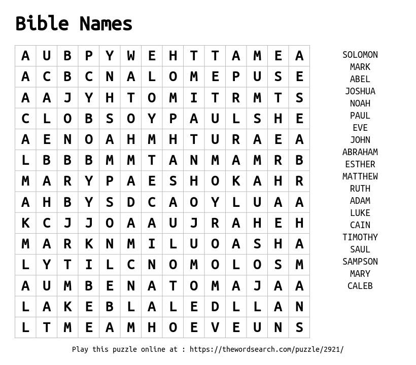 cain and abel word search