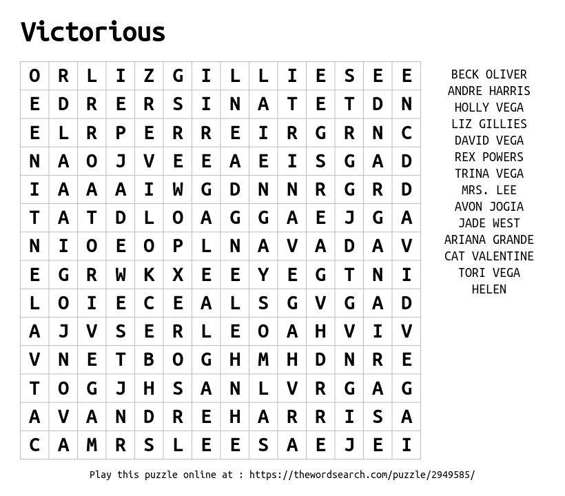 Download Word Search on Victorious