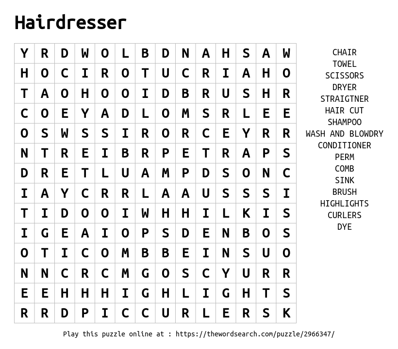 hairdresser-word-search