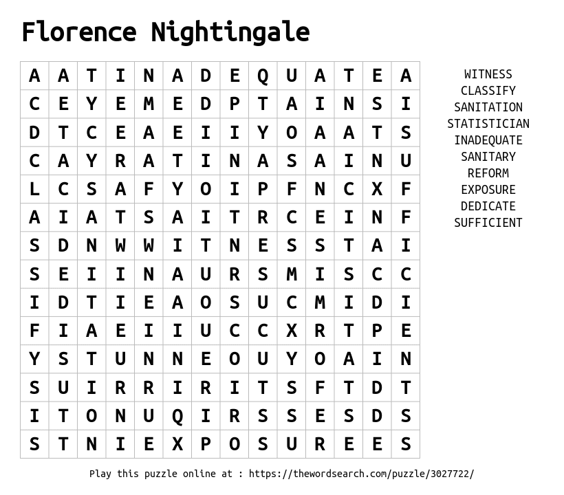 Nightingale Notably Crossword