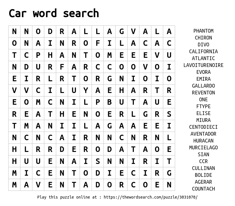 Car Makers Word Search Car Brands Word Search Puzzle Free Printable 