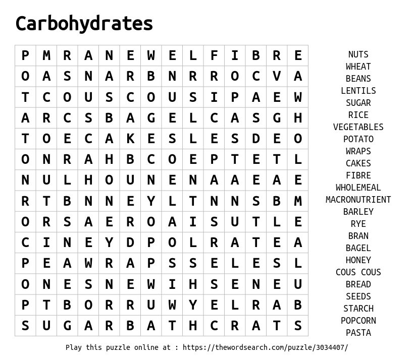 carbohydrates-word-search