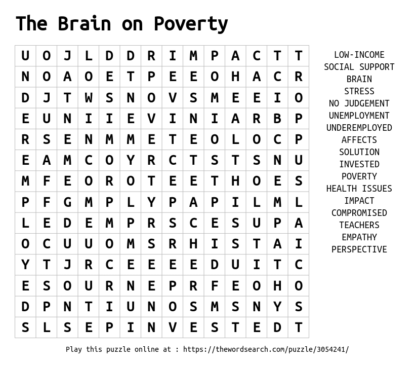 Word Search on The Brain on Poverty
