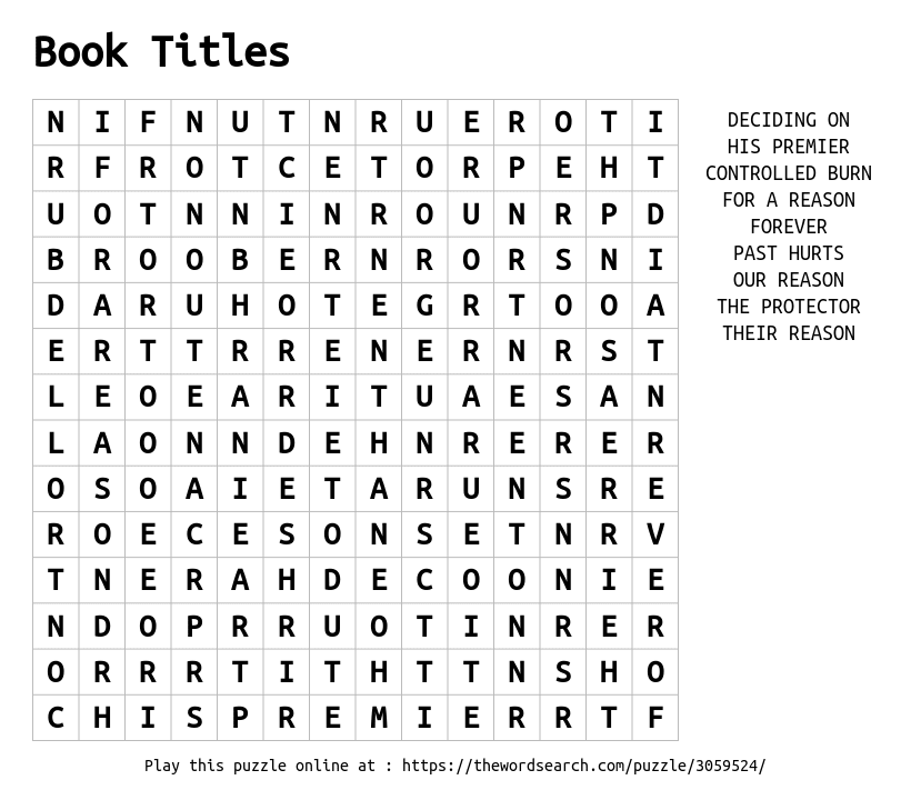 Word Search on Book Titles