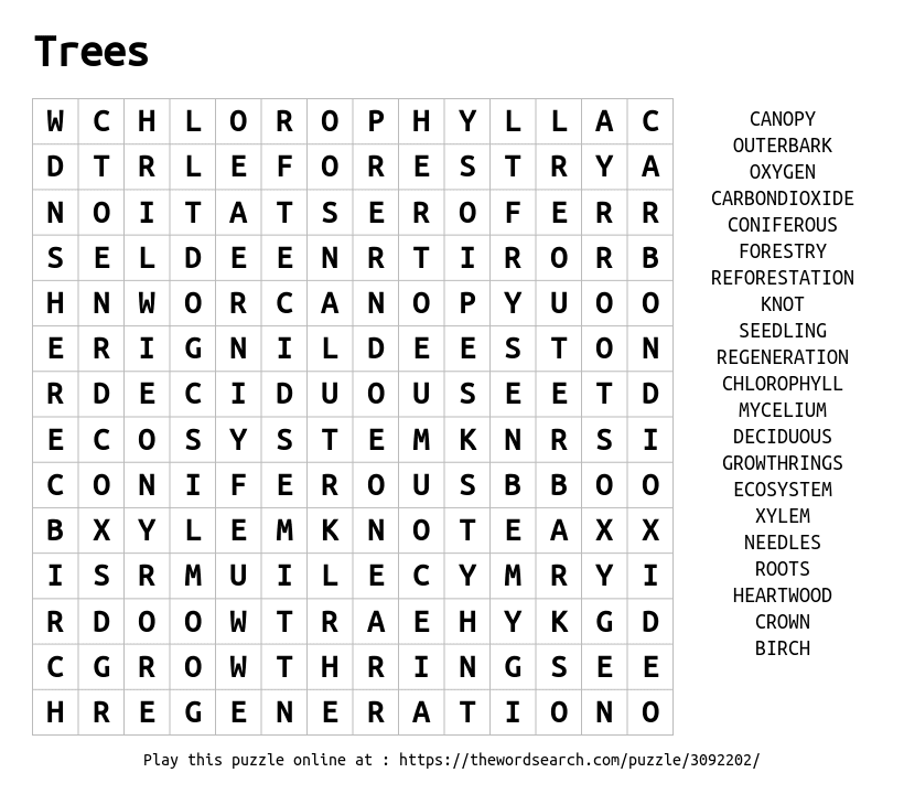 Word Search on Trees