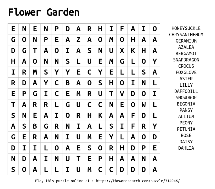 download word search on flower garden
