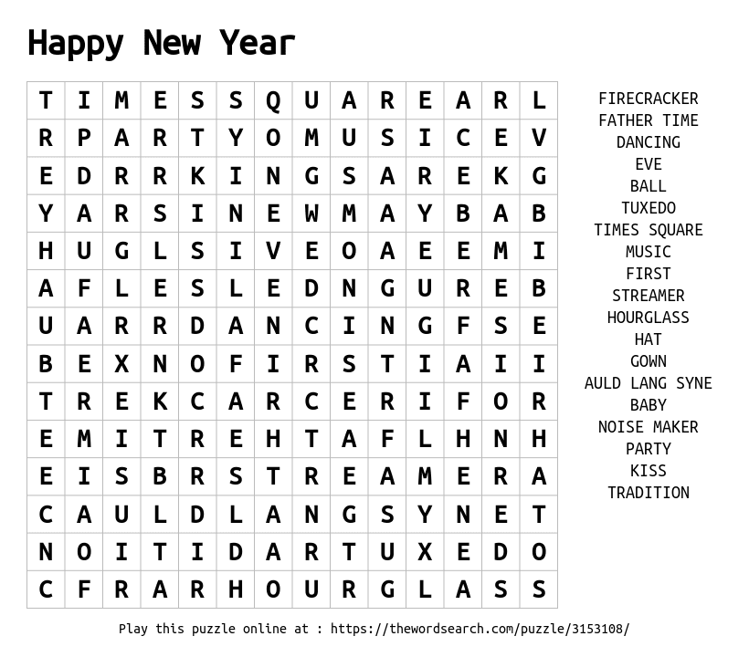 Download Word Search On Happy New Year