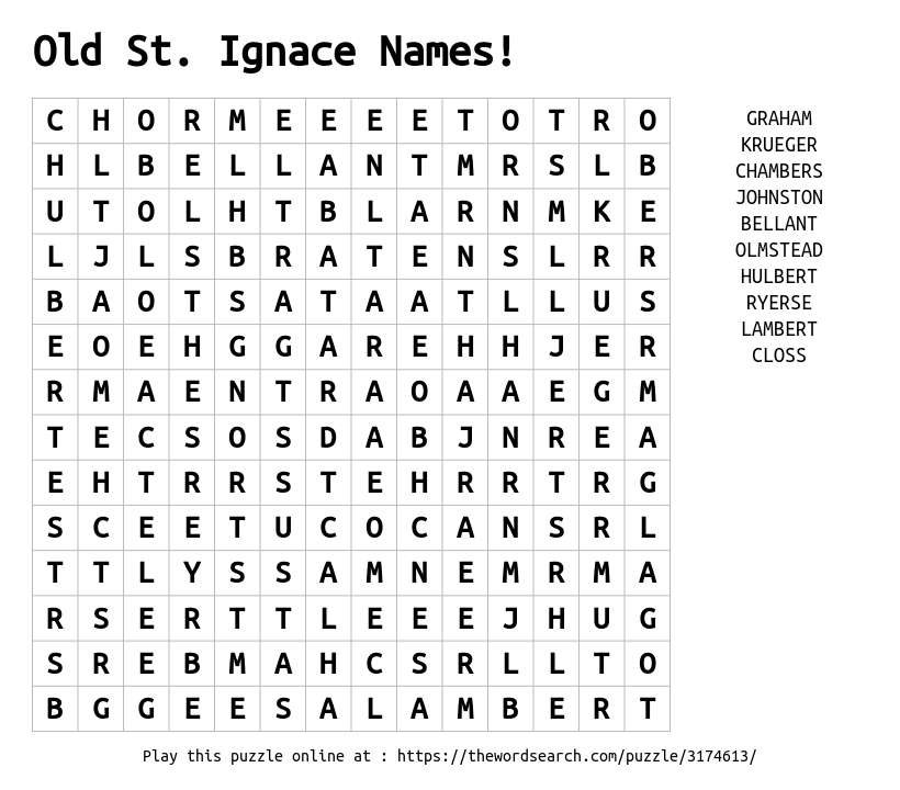 Old St. Ignace Names! Word Search