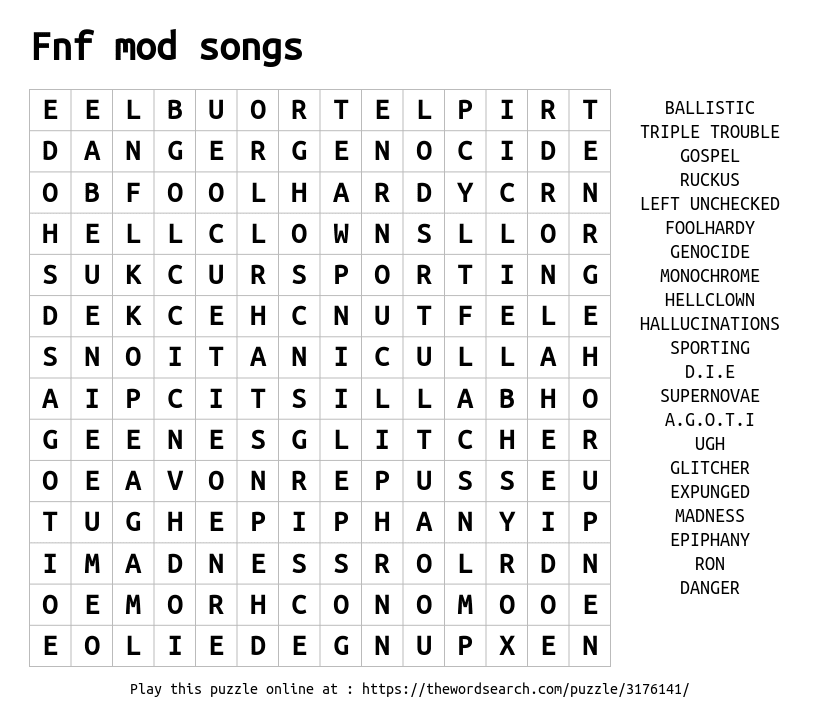 Download Word Search on Fnf mod songs