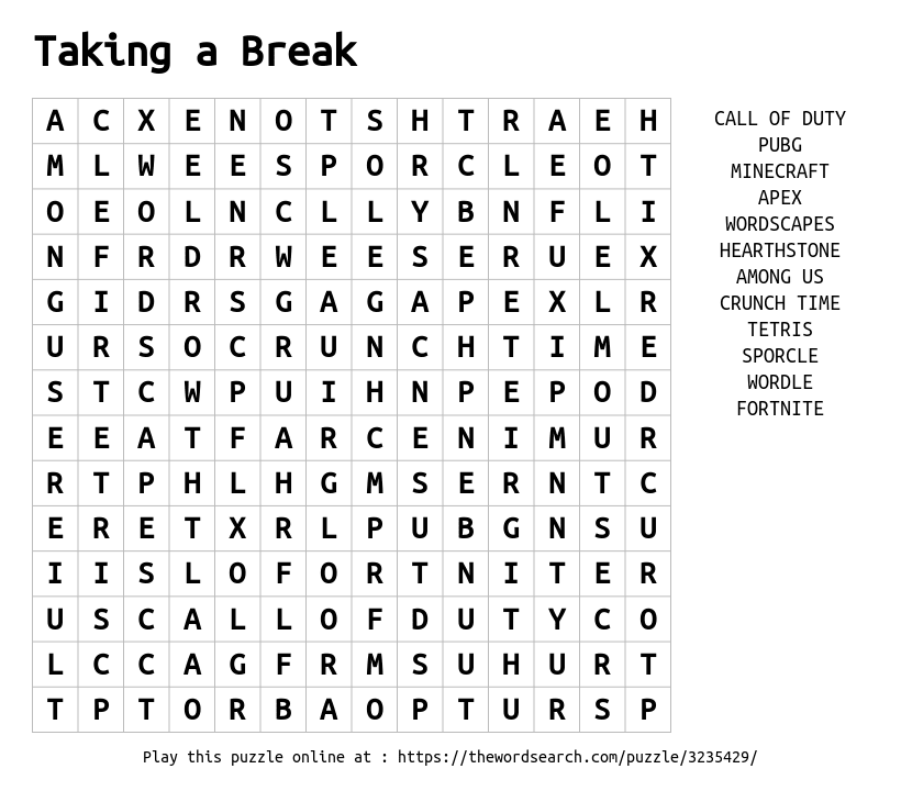 taking-a-break-word-search