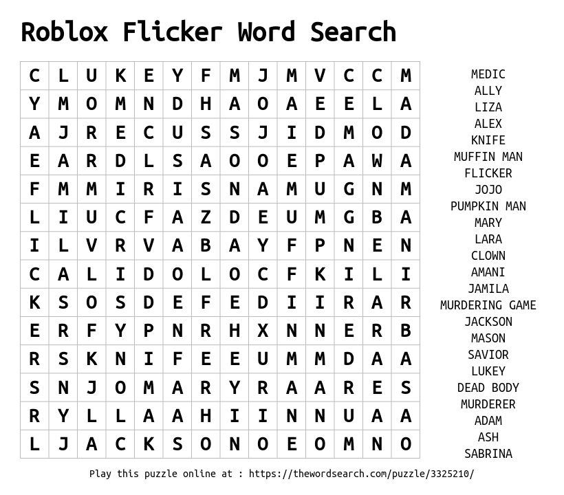 download word search on roblox flicker word search