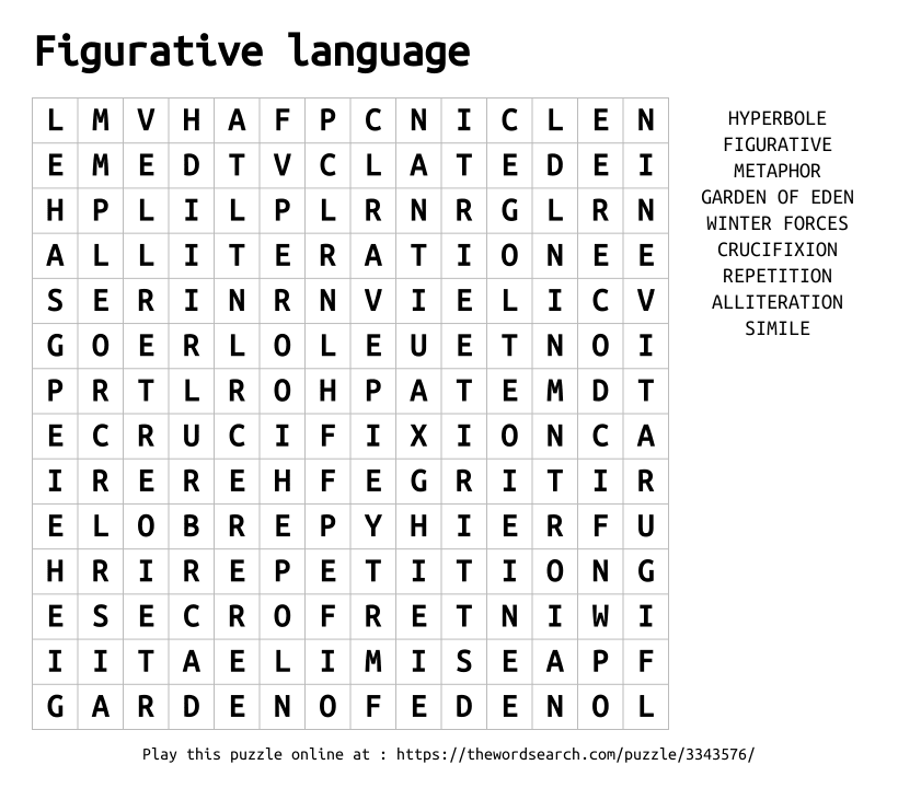Word Search on Figurative language