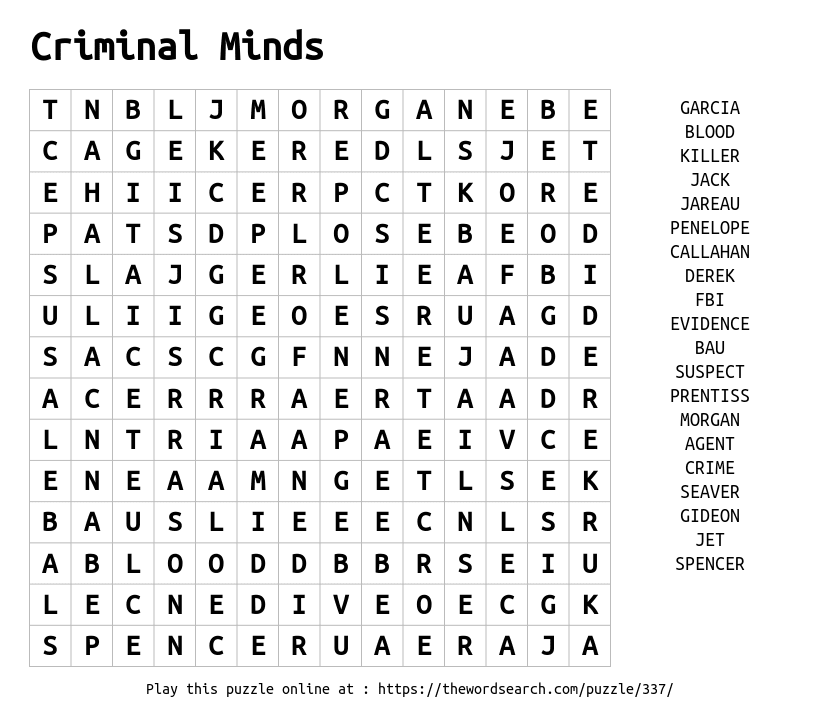 Download Word Search On Criminal Minds