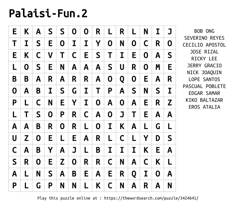 Word Search on Palaisi-Fun.2
