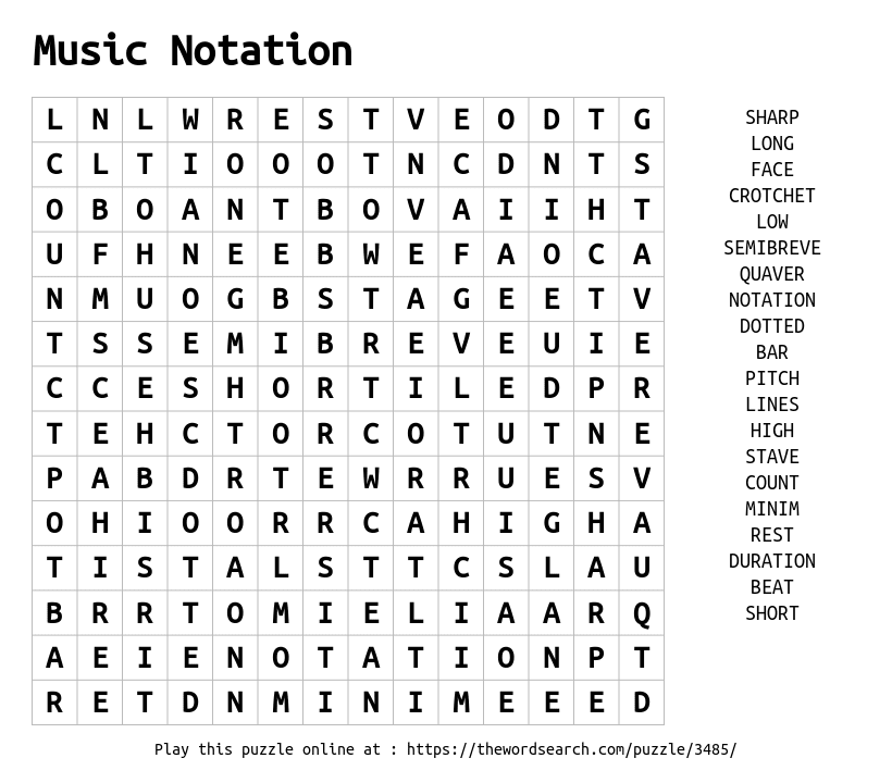 Download Word Search On Music Notation