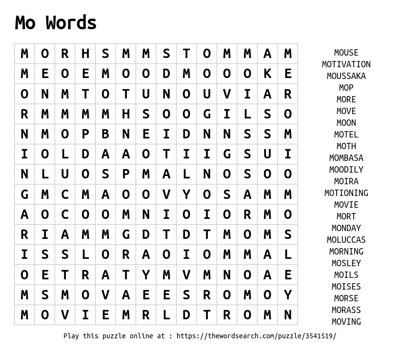 6 letter word starts with mo