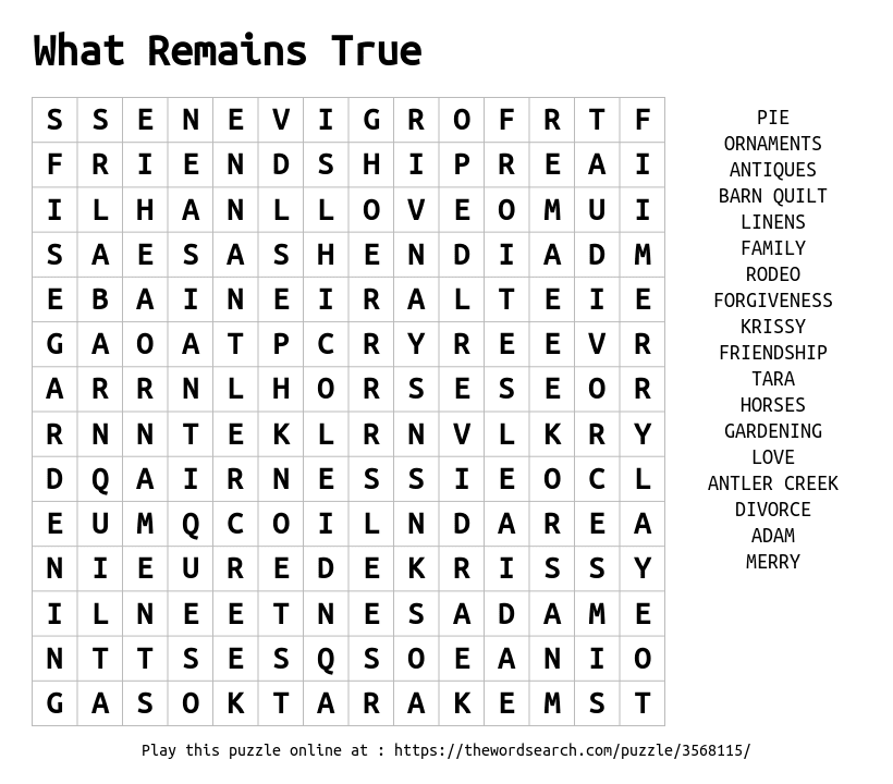 Word Search on What Remains True