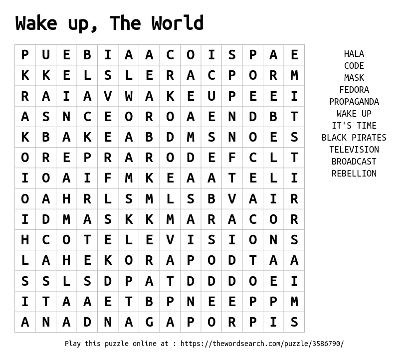 Download Word Search On Wake Up The World