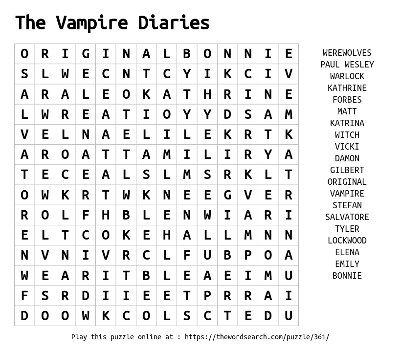 download word search on the vampire diaries