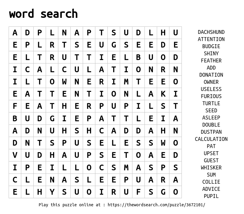 Word Search on word search